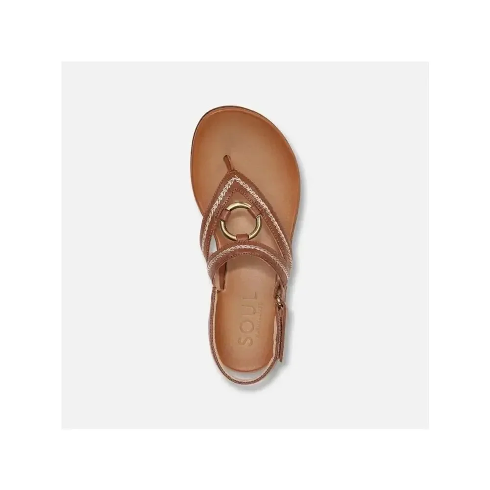 Soul Naturalizer Women's Sunny Faux Leather Flat Sandals, Toffee Size 8M